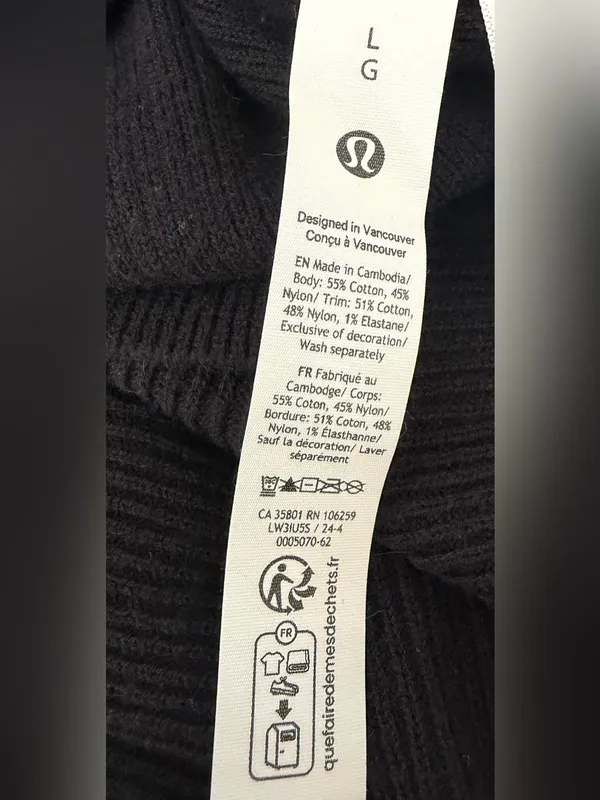 Lululemon Reversible Crossover Ribbed Wrap Sweater Black Large - Image 6
