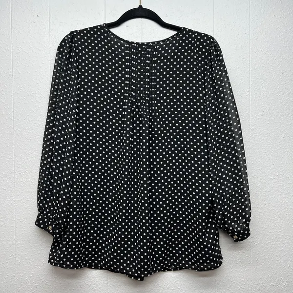 Tommy Hilfiger Polka Dot Babydoll Sheer Top Womens Medium Office Career Formal - Image 6