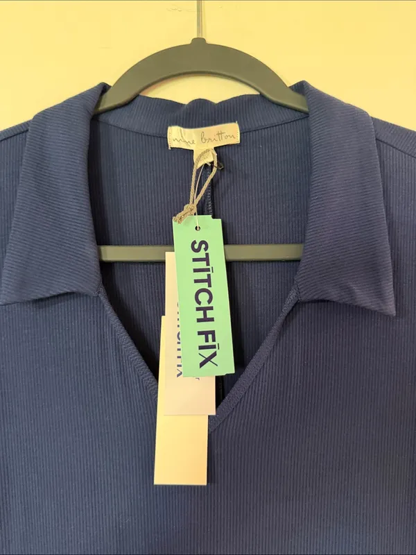 nine britton Navy Short-Sleeve Polo Collar Maxi Dress with V-Notch - Image 2