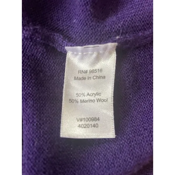 Coldwater Creek Purple Wool Blend Boatneck Cropped Sleeve Sweater Size 10-12 /M - Image 5