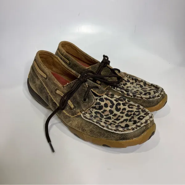 Twisted X cheetah print driving Mocs leather animal print women’s size 8.5‎ - Image 4