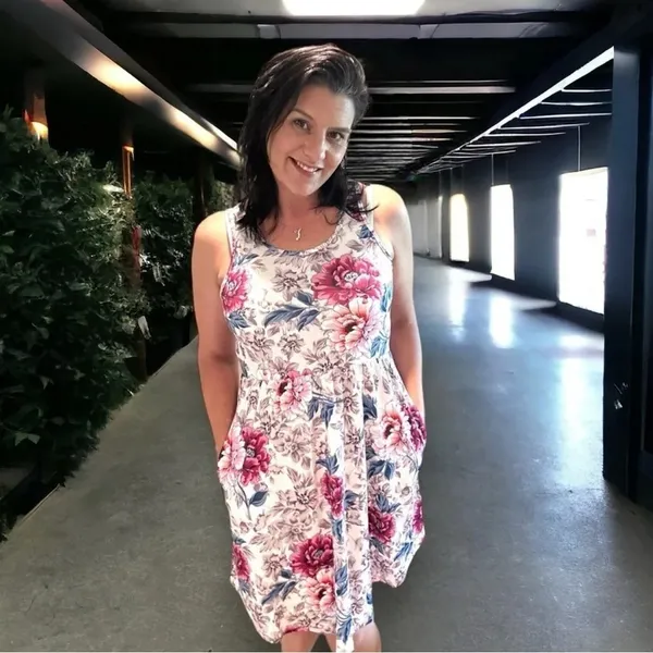 Shirley & Stone Dear dress blooming floral‎ pink and cream casual - Image 7