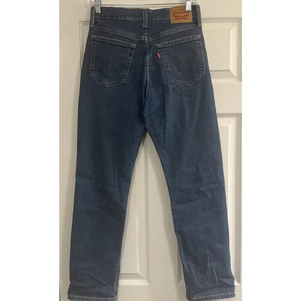 Levis‎ Jeans Womens 27 Wedgie Straight Blue Distressed Denim Stretch High Rise - Image 2