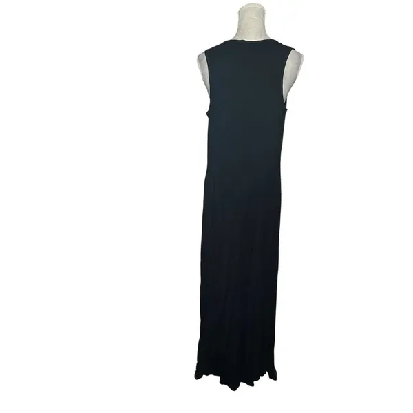 Versona Black Maxi Dress Large Sleeveless Scoop Neck Stretch Knit Size L - Image 3