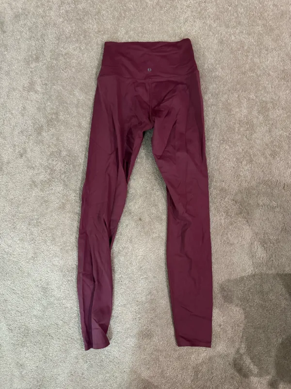High-Waist Burgundy Leggings - Women - Image 4