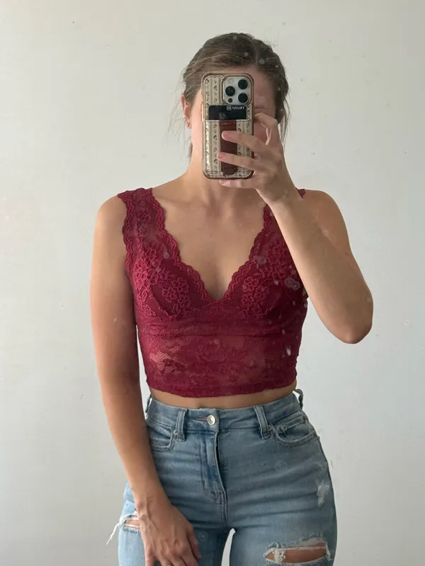 Shein Burgundy Lace Tank Too - Image 3