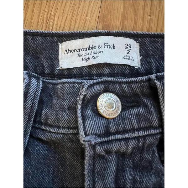 Abercrombie & Fitch The Dad Short Washed Black Distressed High-Rise Denim Jorts - Image 2