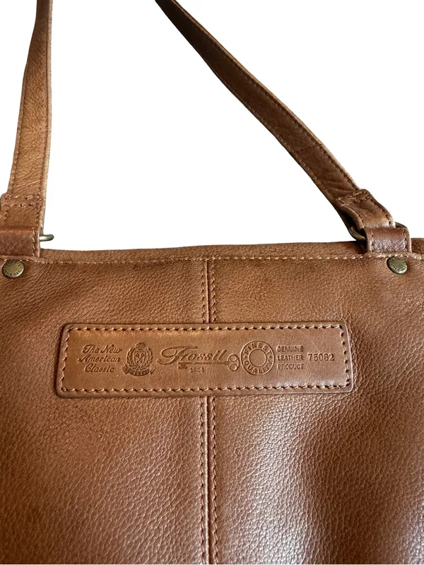 Fossil 75082 Cognac Leather Crossbody Bag Flap Front Purse Snap One Size Women's - Image 6