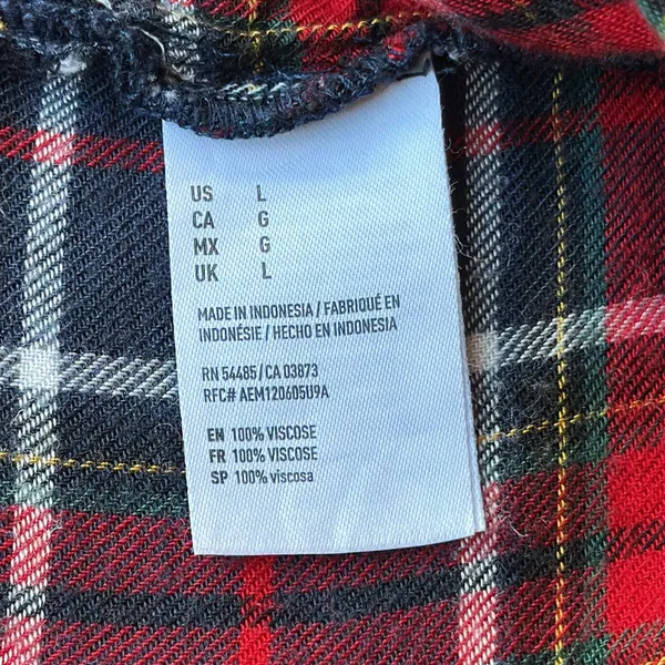 American Eagle Ahh-amazingly Soft Boyfriend Fit Red & Blue Plaid Shirt Sz L - Image 13