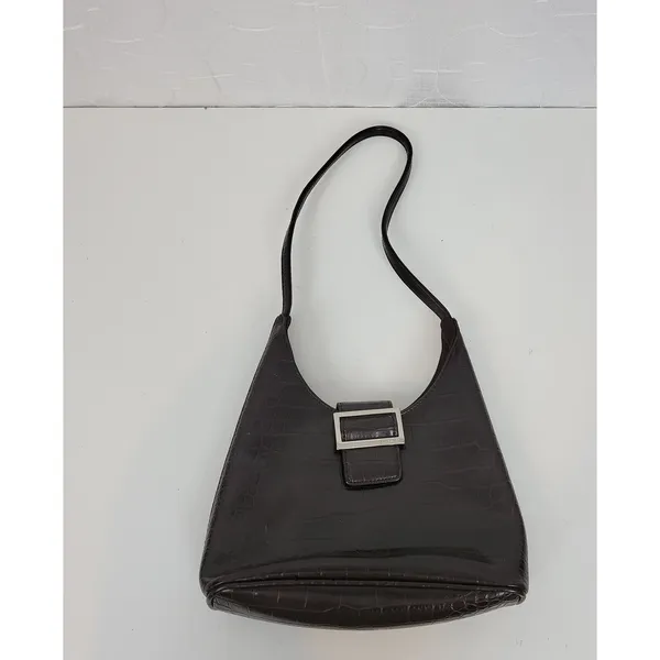 VINTAGE Nine West Women's‎ Shoulder Bag OS Brown Crocodile Embossed Single Strap - Image 9
