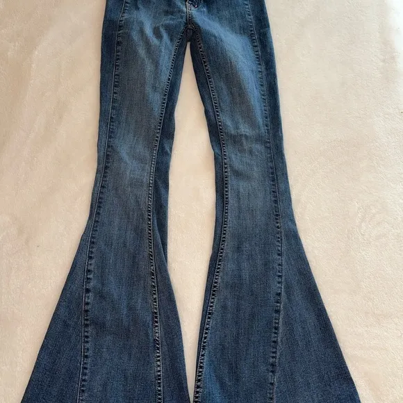 Free People We The‎ Free Womens Dream Lover Denim Medium Wash Flare Jeans 25 - Image 3