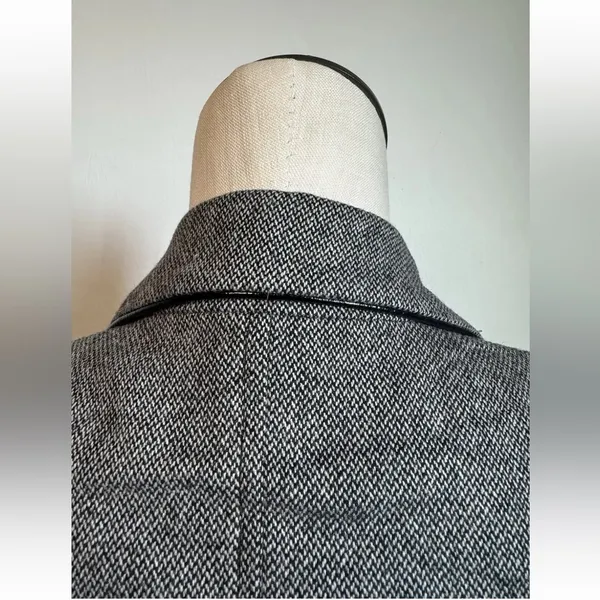 EXPRESS Tweed Blazer Y2K Suit Jacket Black & White Sz O Cropped Fitted - Image 7