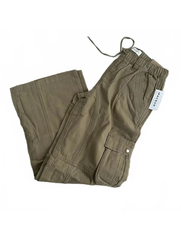 Pacsun Cotton Drawstring Waist Baggy Cargo Pants NWT Aloe Olive Green Small - Image 3