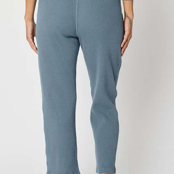 Back Beat Co Organic Cotton Waffle Joggers Slate Blue XS Lounge Pants - Image 2