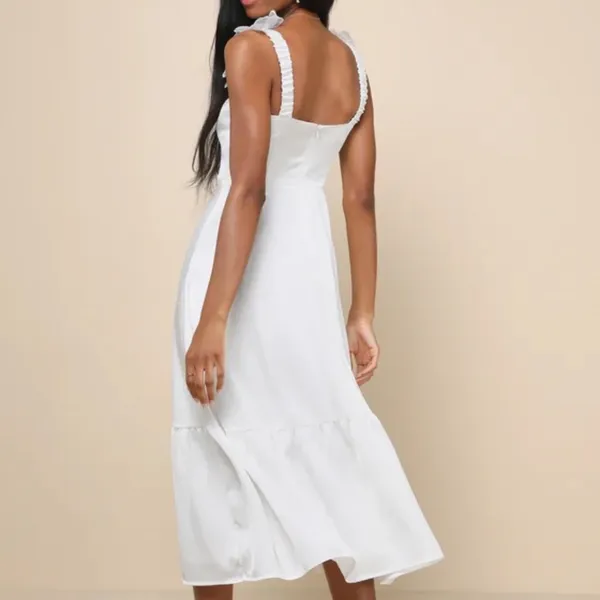 Lulu's White Midi Dress with Floral Straps - Image 3