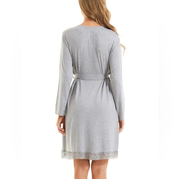 Kimono Robes Long Sleeve Sleepwear Lightweight Loungewear with Lace Trim - Image 5