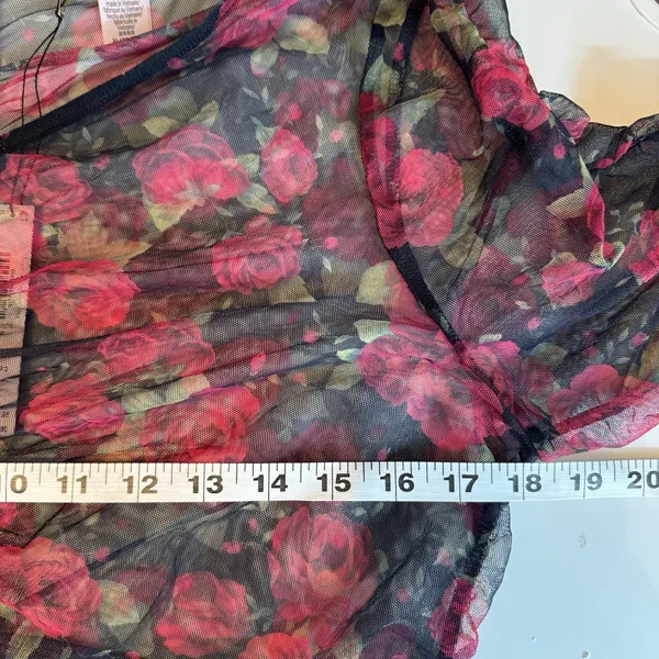Victoria’s Secret Floral Mesh Ruched Long Sleeve Bodysuit Roses Sheer Gothic XL - Image 9