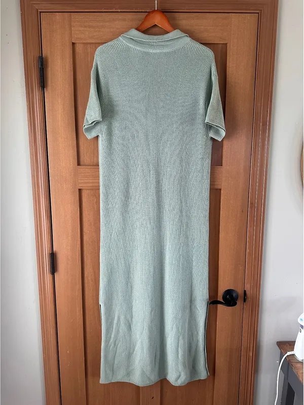 NWT Haven Well Within Organic Cotton Knit Johnny Collar Dress Sage Women’s Large - Image 5