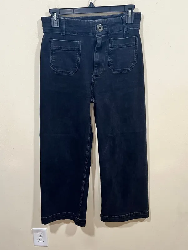 Pilcro Anthropologie Colette High-Rise Wide-Leg Cropped Jeans size 27 EUC black - Image 7