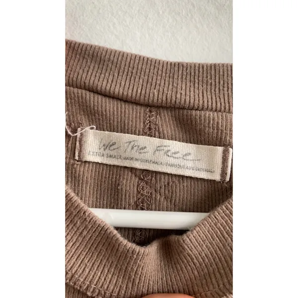 We The Free Free People Brown Ribbed Muscle Tank Top Curved Hem XS OB1085202 - Image 3