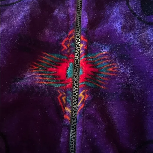 Aztec plush blanket zip up jacket purple SW print Size L/XL - Image 10