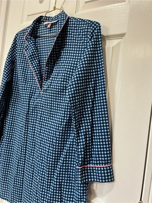Victoria's Secret Pajama Tunic Dress Geometric Pattern Size XS Blue Cotton Modal - Image 6