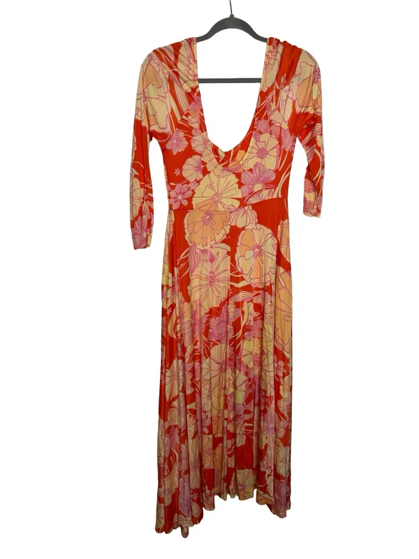 🌸 Free People First Date Maxi Dress Size S Floral Scoop Neck Boho Midi 🌸‎ - Image 5