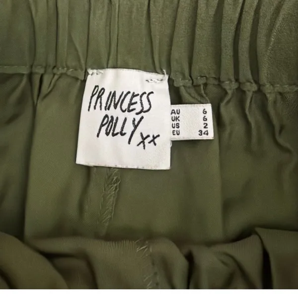 Princess Polly Paigey Flowy Wide Leg Green Drawstring Casual Relaxed Pants 2 - Image 4