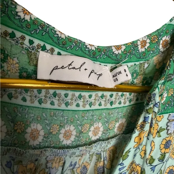 ✨💚 Petal + Pup Boho‎ Floral Button-Front Midi Dress Green US 4 💚✨ - Image 5