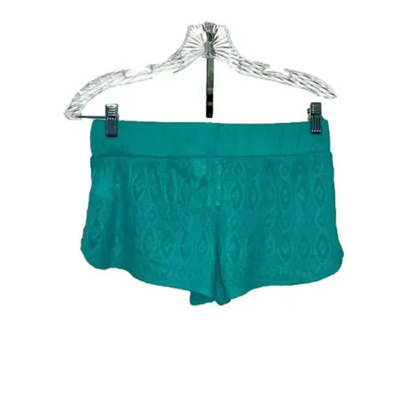 NWT crochet beach shorts lightweight‎ see through teal swim cover up medium - Image 2