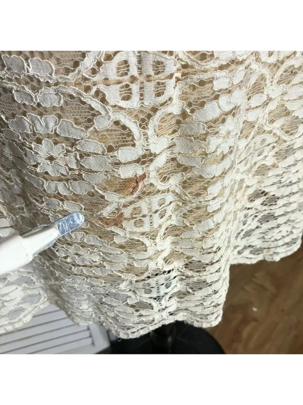 Vintage Y2K Midi Dress Cream Lace flared sleeves coquette romantic boho floral L - Image 8