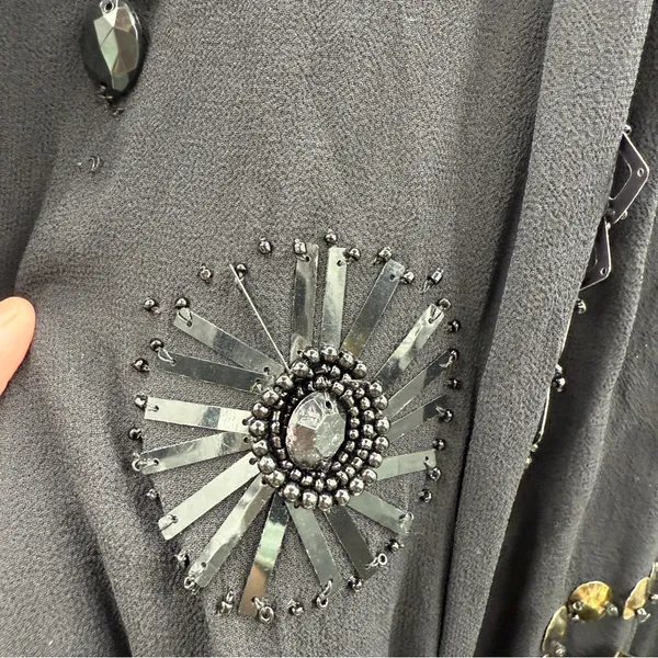 Anthropologie Yoana‎ Baraschi 100% Silk Black Beaded Sleeveless Top Sz S - Image 6
