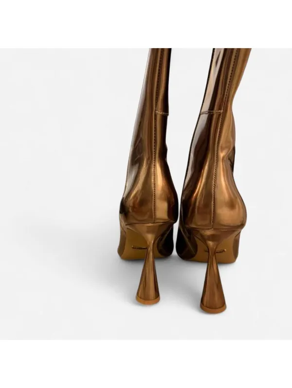 brand new Gianni Bini Metallic Gold Patent Knee High Boots, size 7 - Image 4