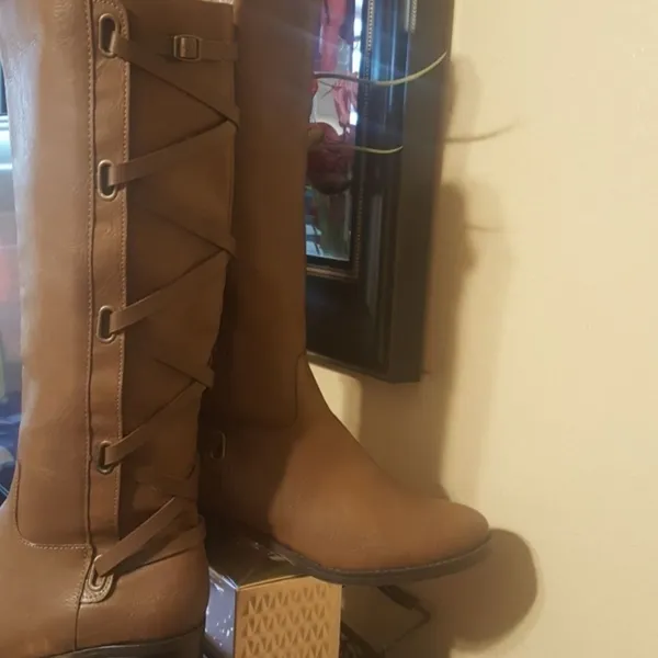 Jasmine Tall Tan Riding Boots Size 8 - Image 2