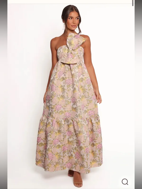 Nwt Petal & Pup Betina Bow Front Maxi Dress Multi Floral spring formal wedding - Image 2