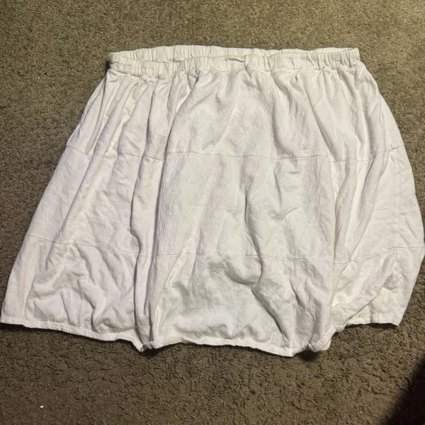 Catherines Womens White Seersucker Tiered Midi Skirt Plus Size‎ 2X Elastic Waist - Image 4