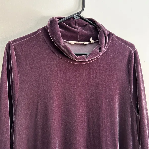 Soft Surroundings Plum Purple Velvet Cowl Neck Maxi Dress Long Sleeve 2EZ97 L - Image 4