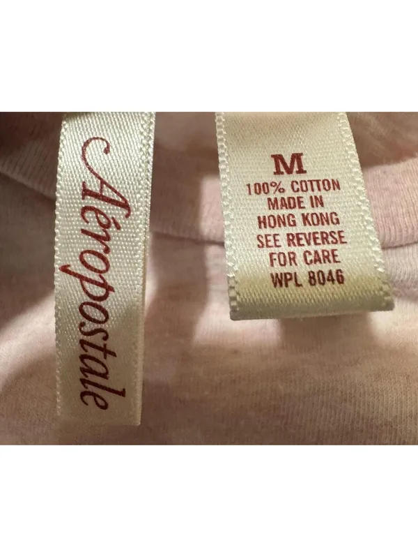 Aeropostale Medium Pink Graphic T-Shirt with Roses and 'Buy Me Something' Print - Image 2