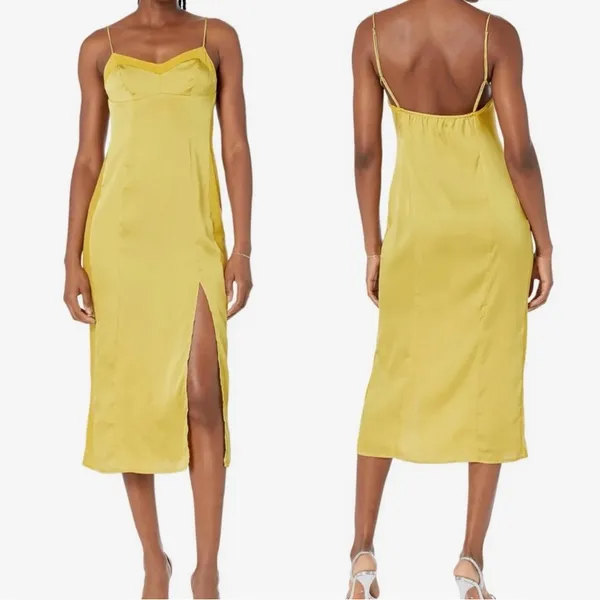 💛FREE PEOPLE City Cool Midi Slip Dress, Boho Chic Yellow Gold Boho Chic SMALL - Image 15