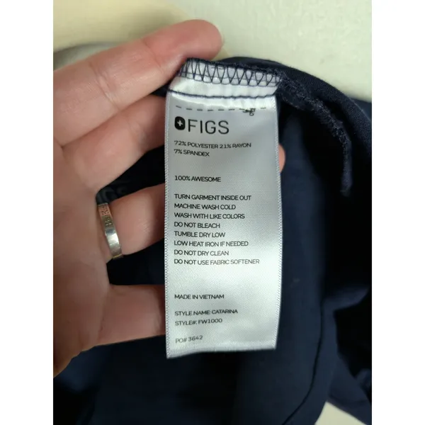 FIGS Navy Blue Catarina One-Pocket Scrub Top Short Sleeve Women's Large - Image 4