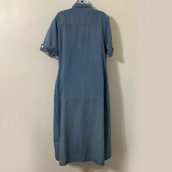 Vintage Denim Maxi Dress XL Country Western‎ Cowgirl Retro Casual Summer - Image 2