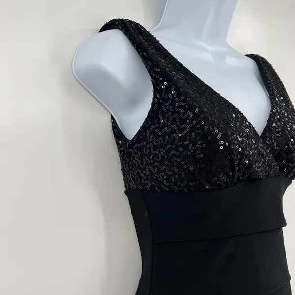 B.Darlin Sequin Tiered Cocktail Dress Sz 3/4 Y2K Glam HOCO Party Holiday Black - Image 5