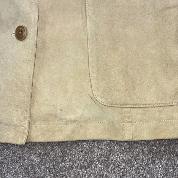 DKNY Classic Beige Suede Blazer Jacket Womens‎ Size Medium Button Front Pockets - Image 10