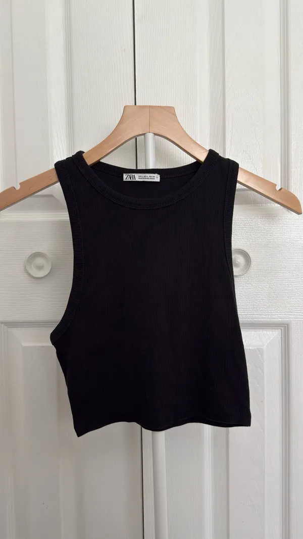 ZARA Top Tank Cropped Black - Image 3