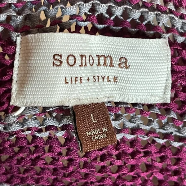 SONOMA | Burgundy Striped Knit Sweater Sz L - Image 5