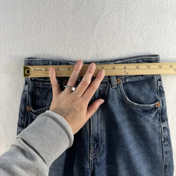 Zara‎ Sz 0 Jeans Wide Leg Raw Hem High Waisted Rise Light Wash Women's Baggy - Image 9