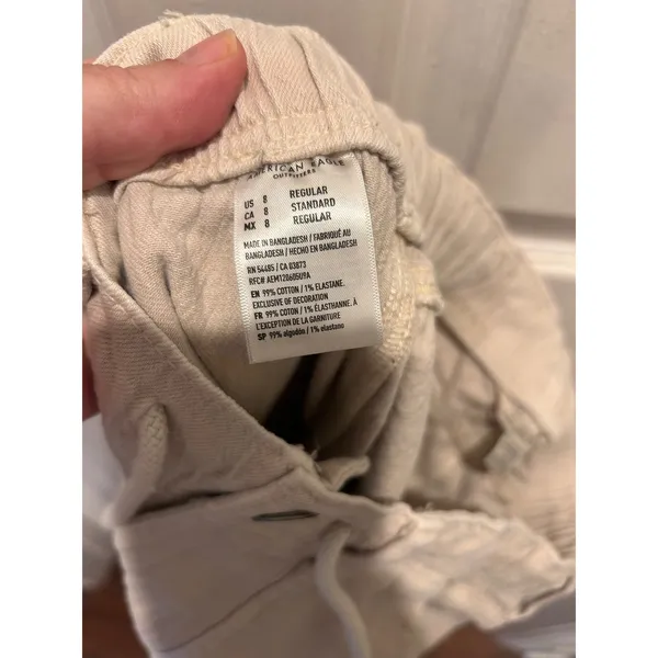 American Eagle Women 8 Regular Khaki Tan Elastic Waist Drawstring Jogger Pants - Image 7