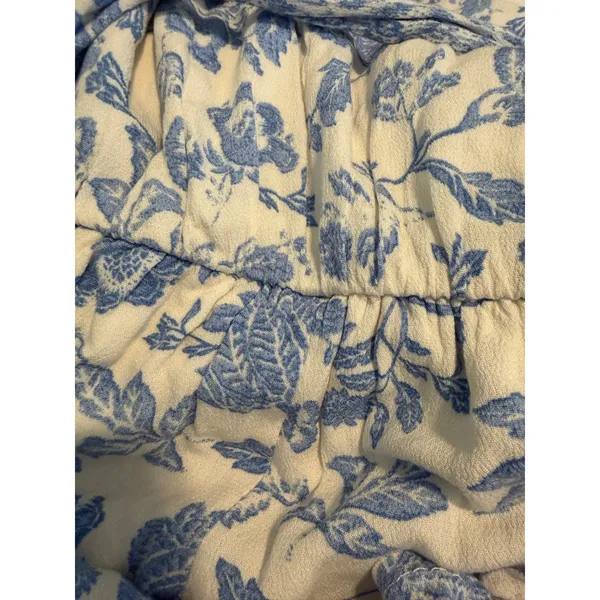 Bohme Blue‎ Floral Toile Ruffle Midi Dress Tie Waist Small - Image 7