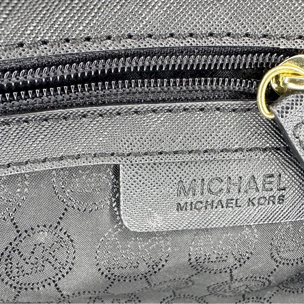 Michael Kors Hamilton Black Leather Bag, Gold-tone Hardware, Lock and Key - Image 10