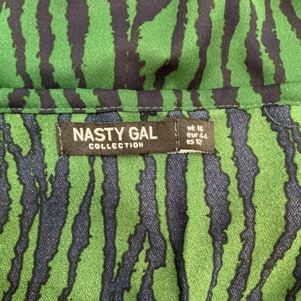 Nasty Gal Green Zebra Print Cowl Neck Slip Dress UK 16 US 12 Holiday Dress‎ - Image 6
